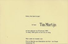 1981 Geboorte Tim Martijn van Steenderen de Kok  